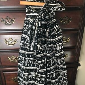 Pattern Canvas Skirt - Floor Length with Tie